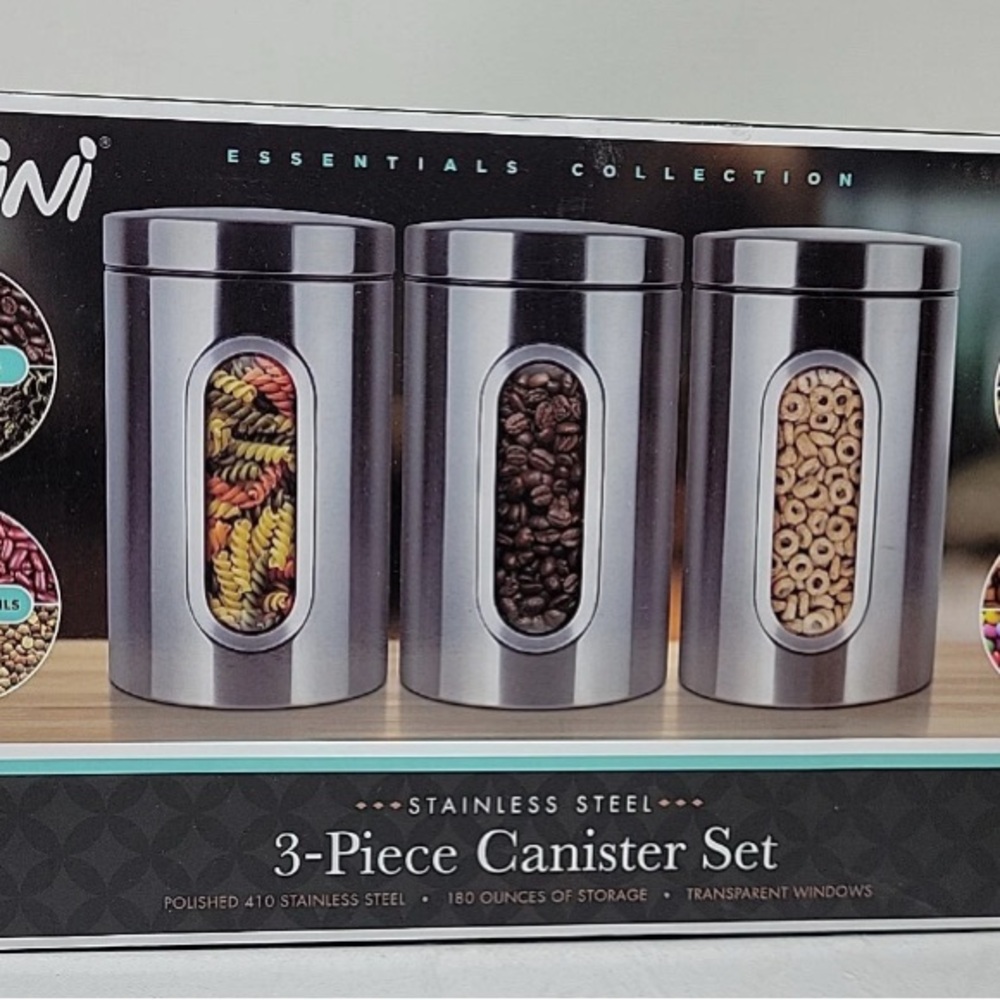 Sleek Stainless Steel Canister Set by Oggi